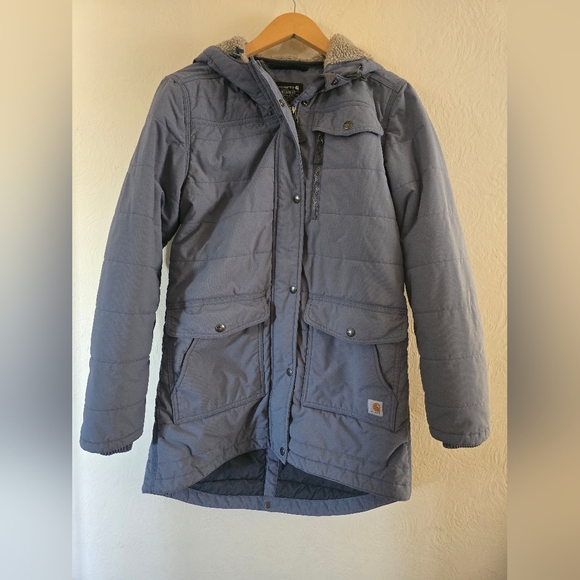 Carhartt, Women’s Utility Coat Hooded Jacket, Blue/Grey, Size Medium - Picture 4 of 12